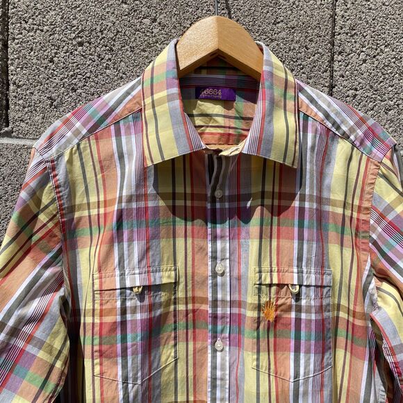 46664 It's in our Hands Colorful Plaid Button Down Shirt Mens Large N.Mandela 41 - Picture 12 of 16